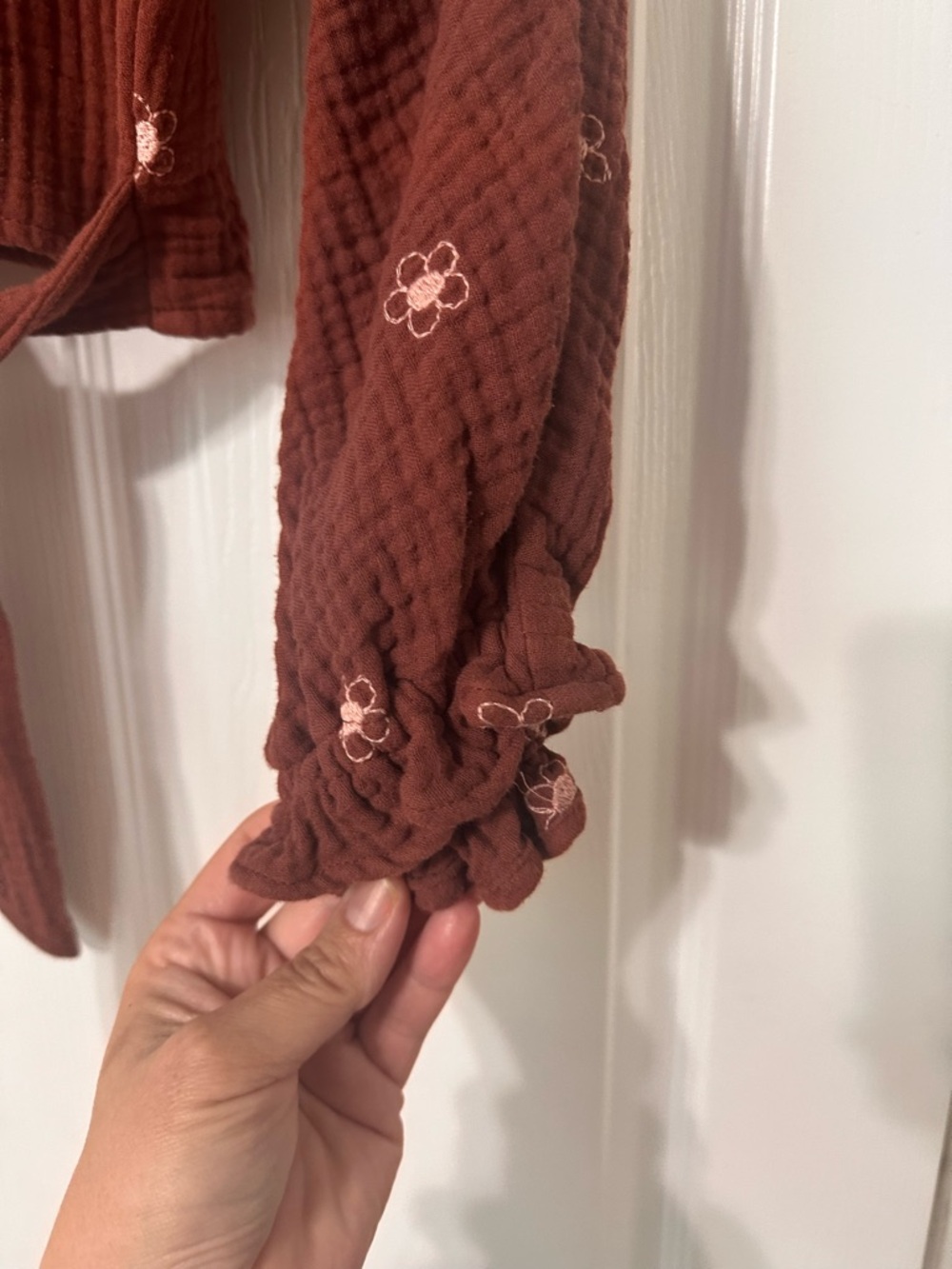 Madewell Wrap Front Rust Floral Tie-Waist Top - Picture 3 of 8
